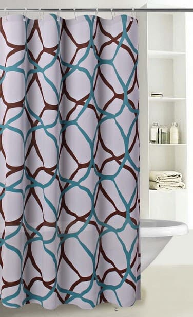 Fabric Printed GEO Shower Curtain - Turquoise Brown - Standard
