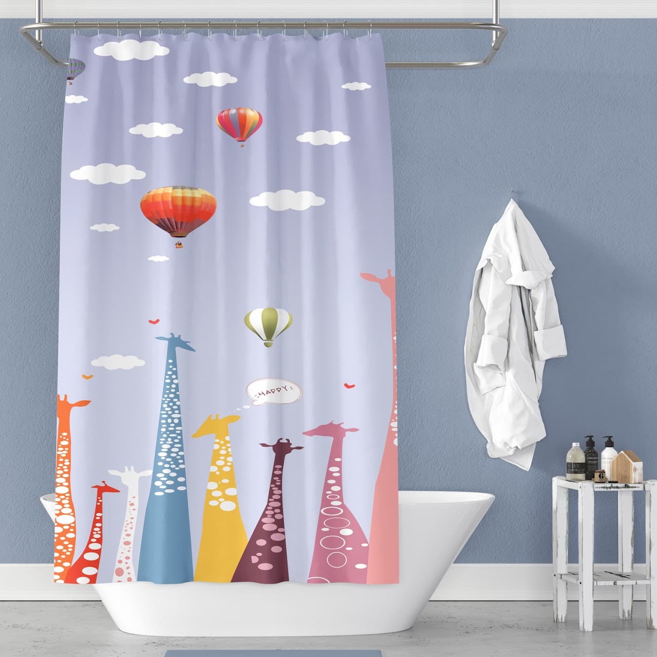 Fabric Printed JUVENILE Shower Curtain - Fire Balloon - Standard