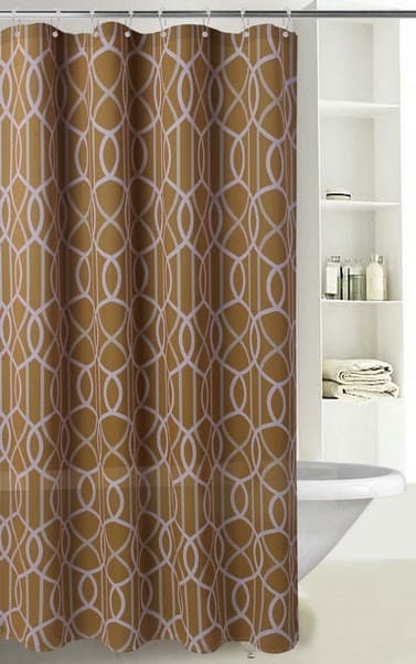 Fabric Printed RETRO Shower Curtain - Gold - Standard