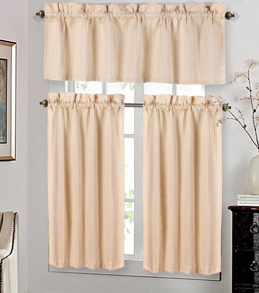 Fabric Printed HAMDEN Kitchen Curtain - Ivory - Standard