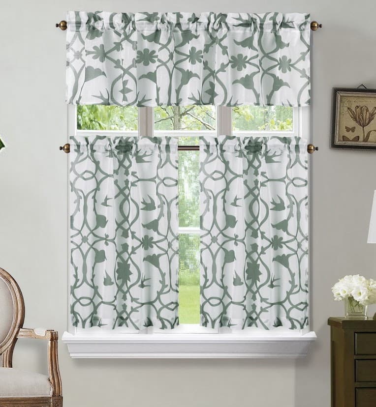 Fabric Printed DAWN Kitchen Curtain - Blue - Standard