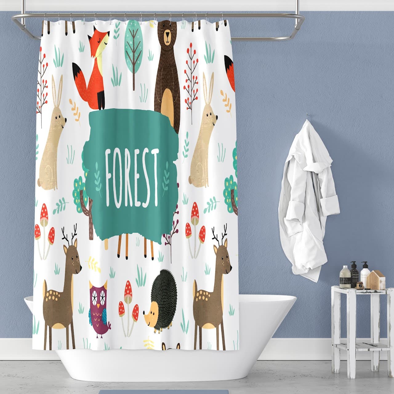 Fabric Printed JUVENILE Shower Curtain - Forest - Standard