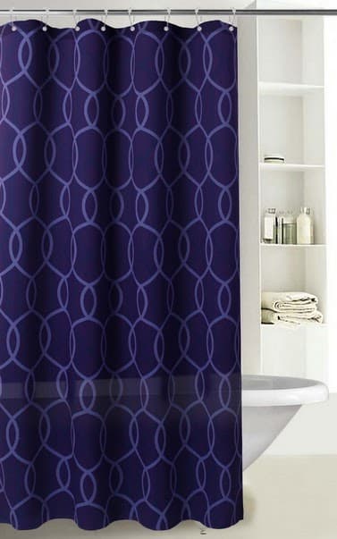Fabric Printed RETRO Shower Curtain - Dark Purple - Standard