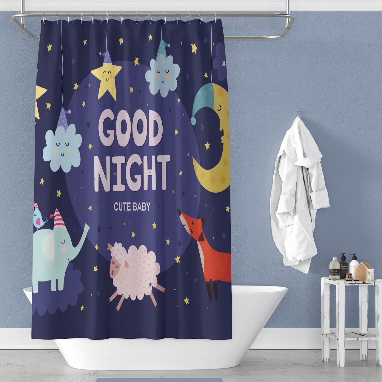 Fabric Printed JUVENILE Shower Curtain - Goodnight - Standard