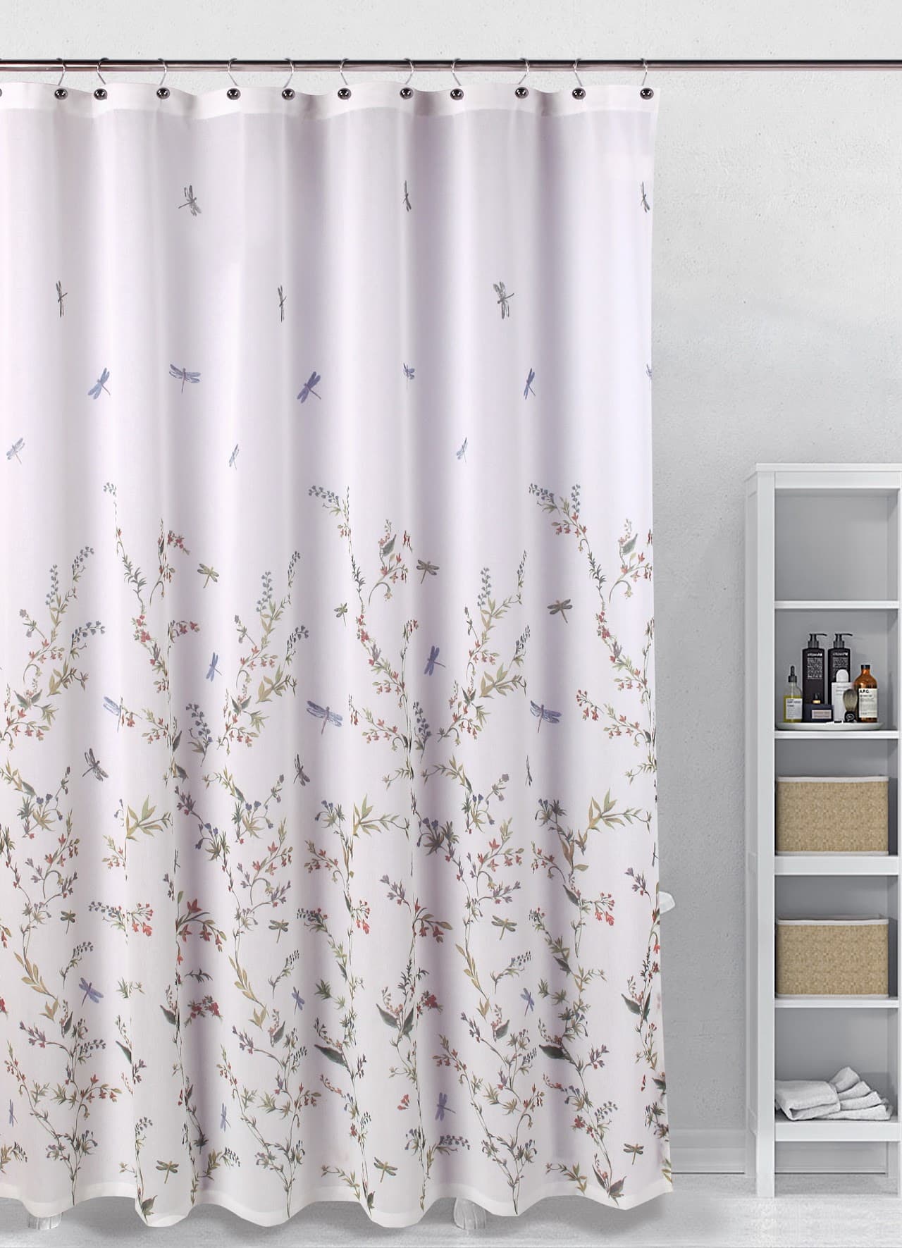 Fabric Printed Shower Curtain - Dragonfly Garden - Standard