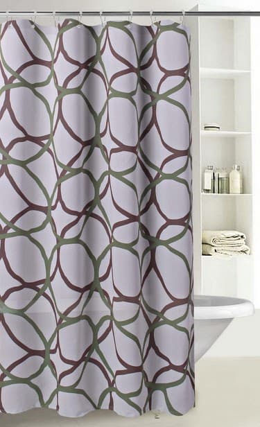 Fabric Printed GEO Shower Curtain - Sage Taupe - Standard