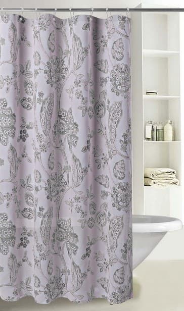 Fabric Printed FLORITA Shower Curtain - Silver - Standard