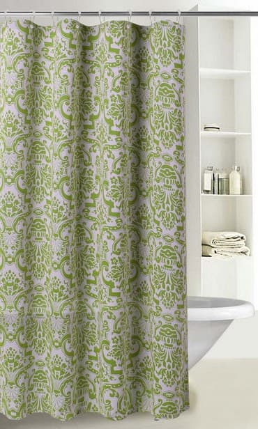 Fabric Printed DAMASK Shower Curtain - Sage - Standard