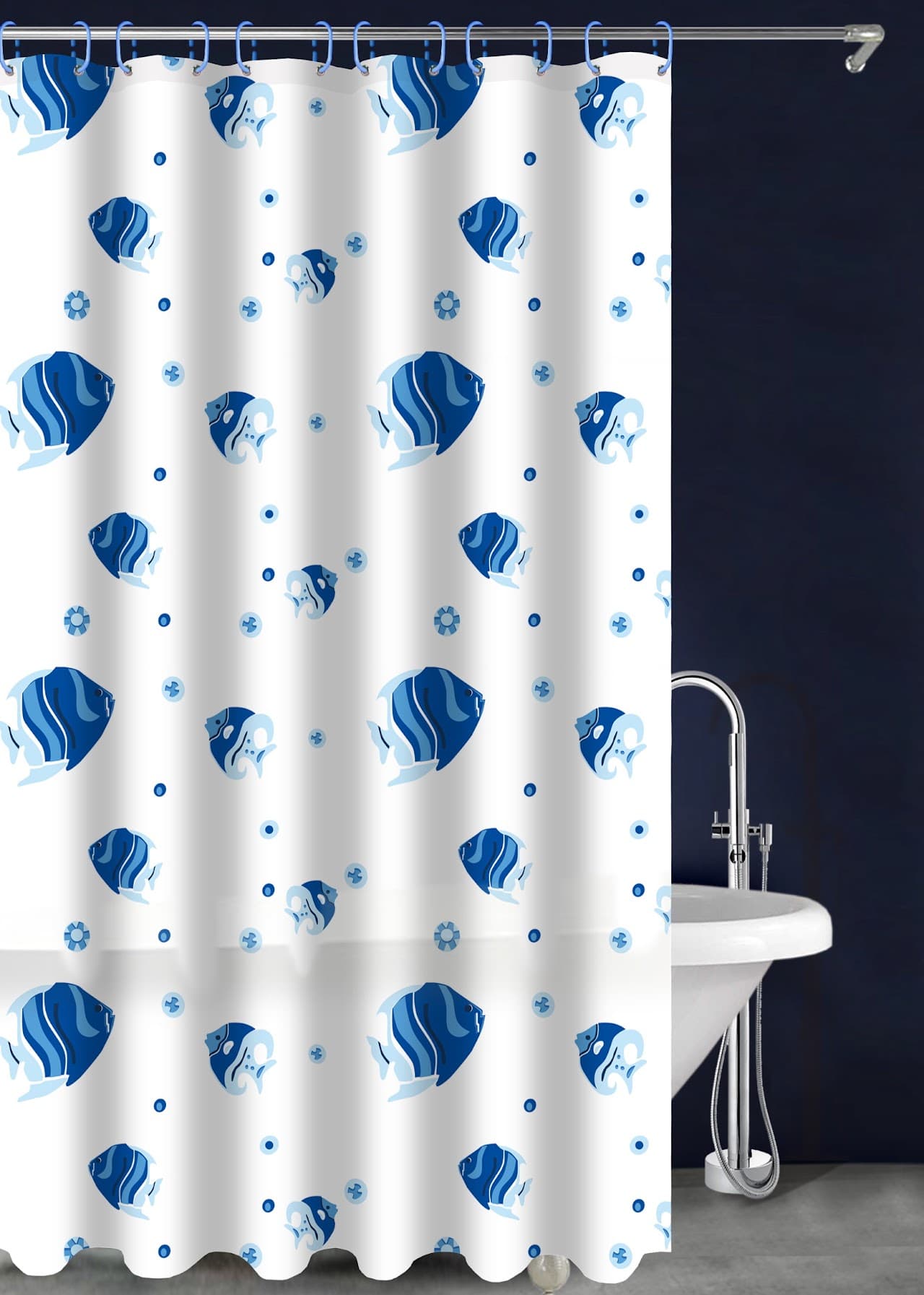 P.E.V.A Printed Shower Curtain - Blue - Standard