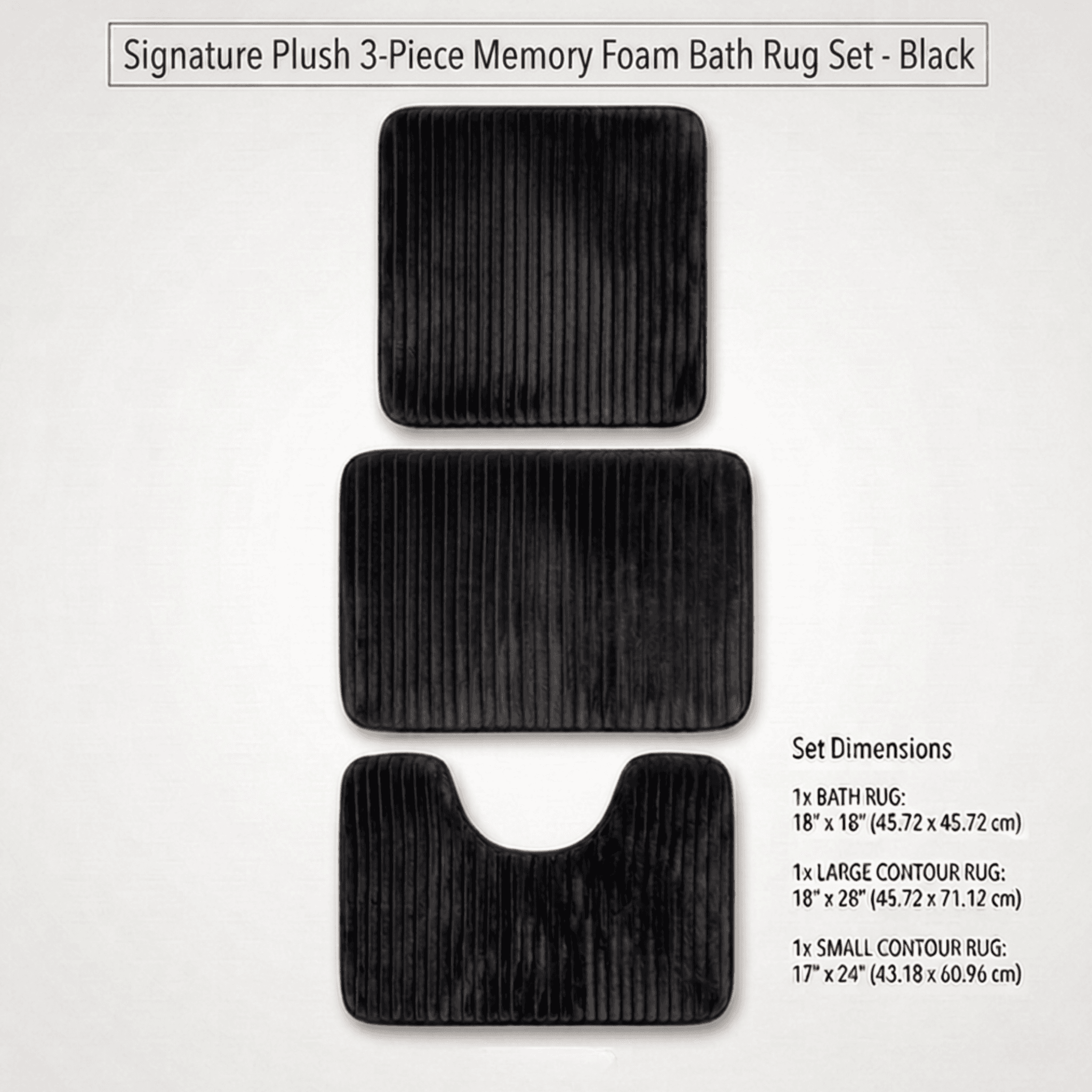 Family Dollar 3pc Stripe Memory Foam Set - Black