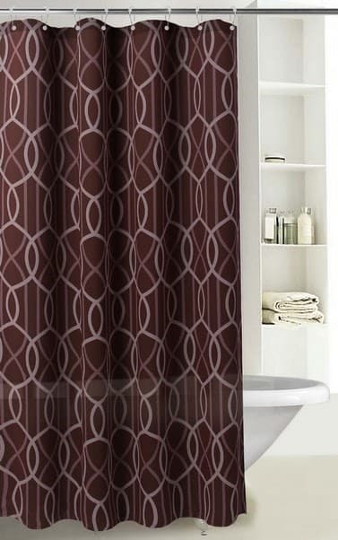 Fabric Printed RETRO Shower Curtain - Brown - Standard