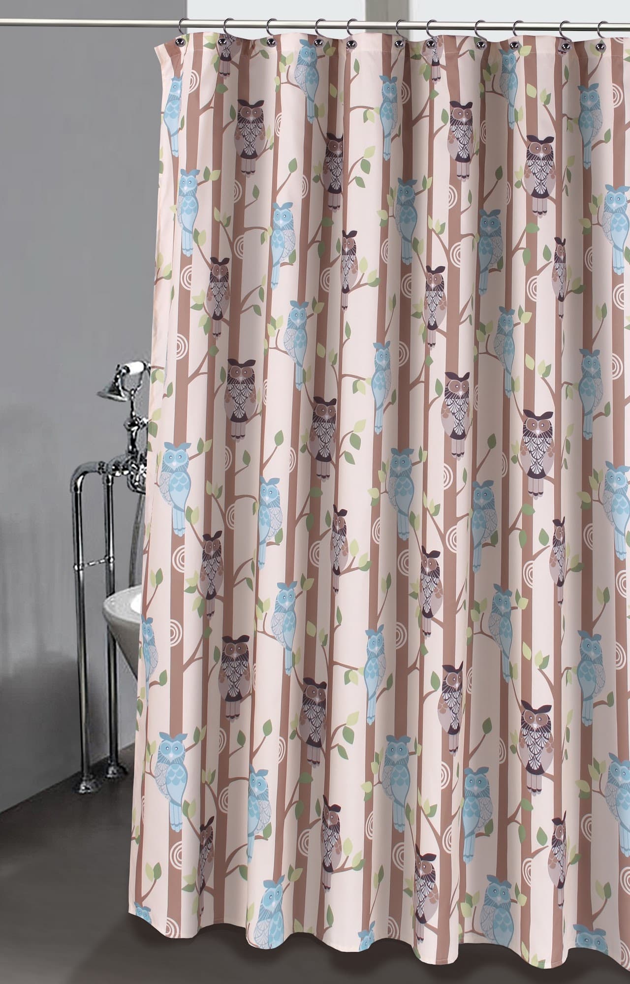 Fabric Printed Shower Curtain - Owl Head - Standard